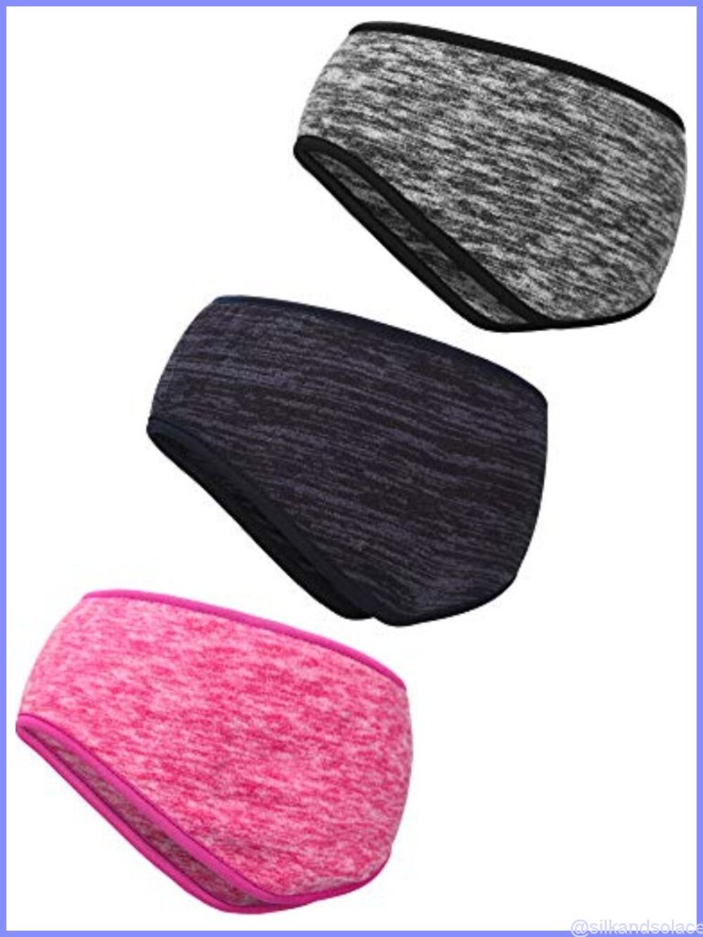 Fleece Ear Warmers Muffs for Women Men, 3 Pack Circle Design, Winter Running